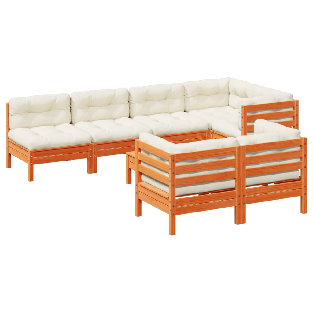 Garden Sofa Set Wax brown and cream white