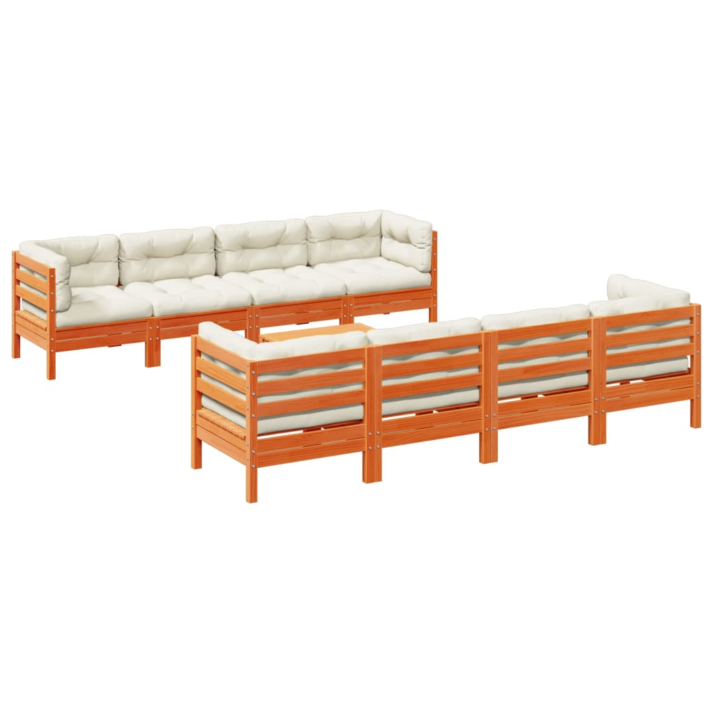 Garden Sofa Set Wax brown, Cream Solid pine wood, Oxford fabric