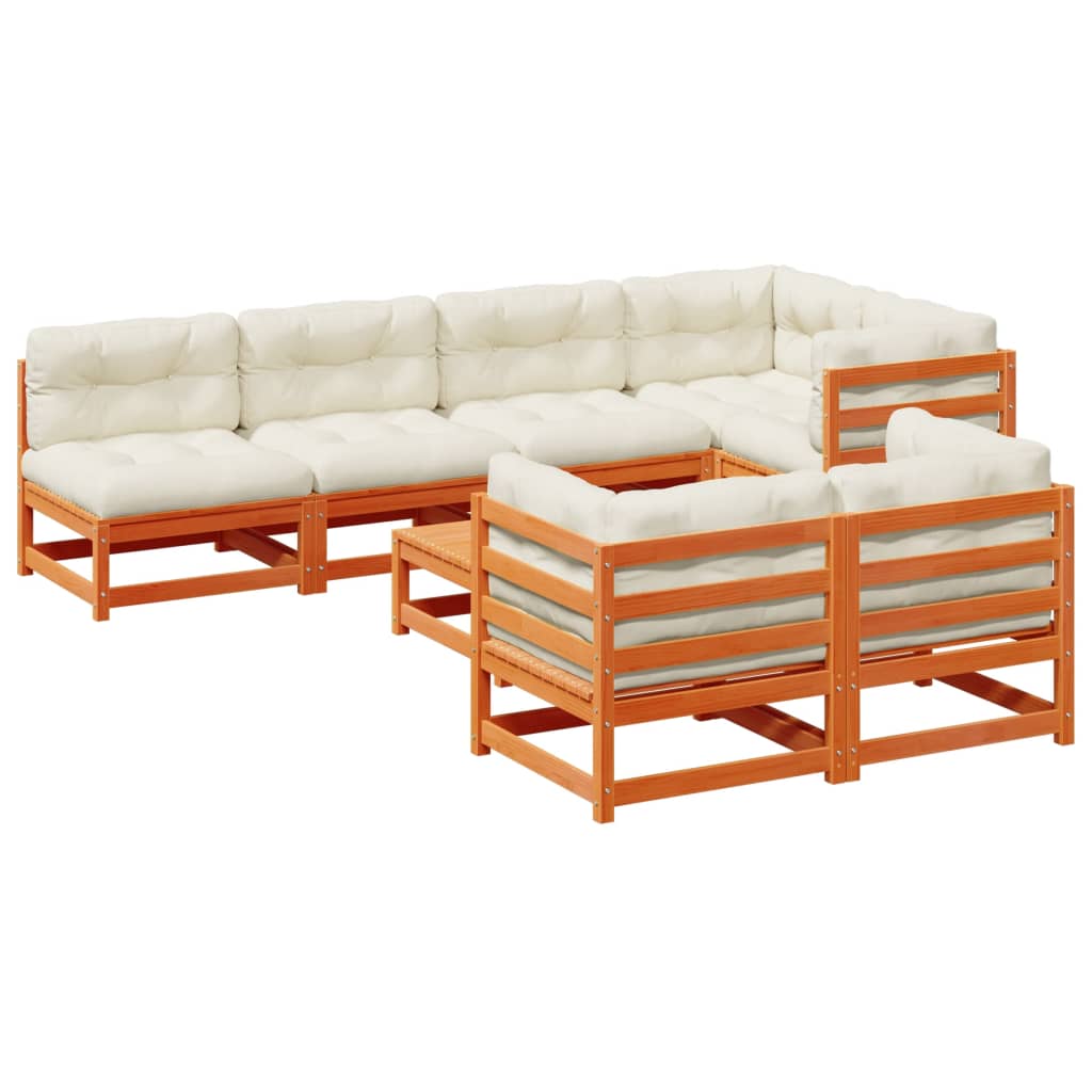 Garden Sofa Set Wax Brown, Cream White