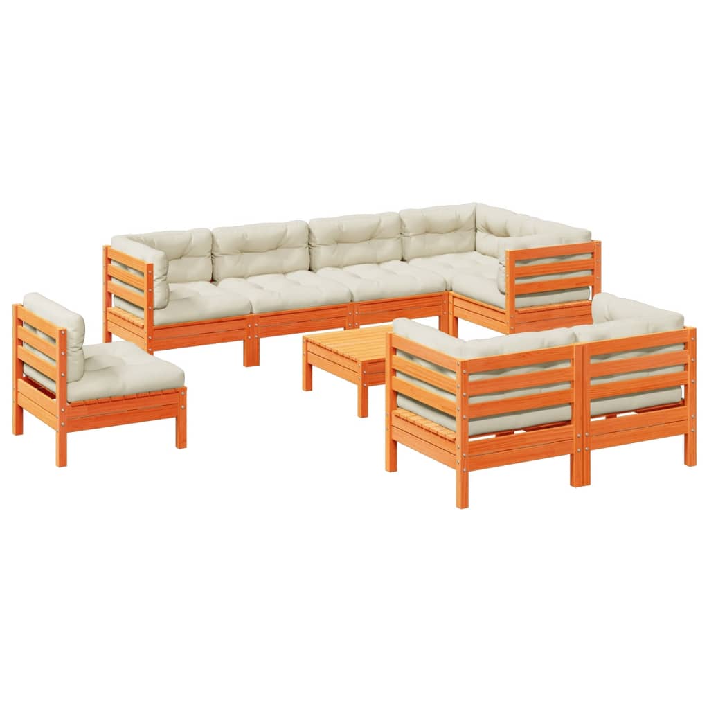 Garden Sofa Set Wax brown Solid pine wood Large Breathable Design