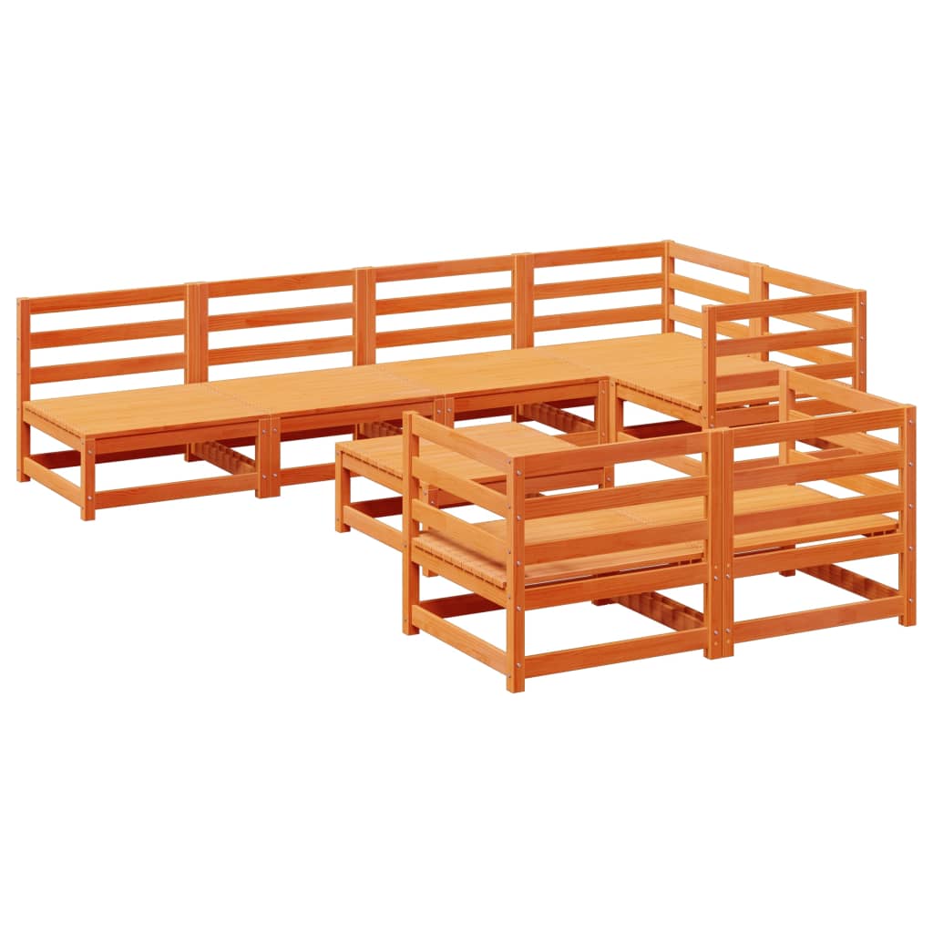 Garden Sofa Set Wax Brown Solid pine wood Large Garden Sofa Set