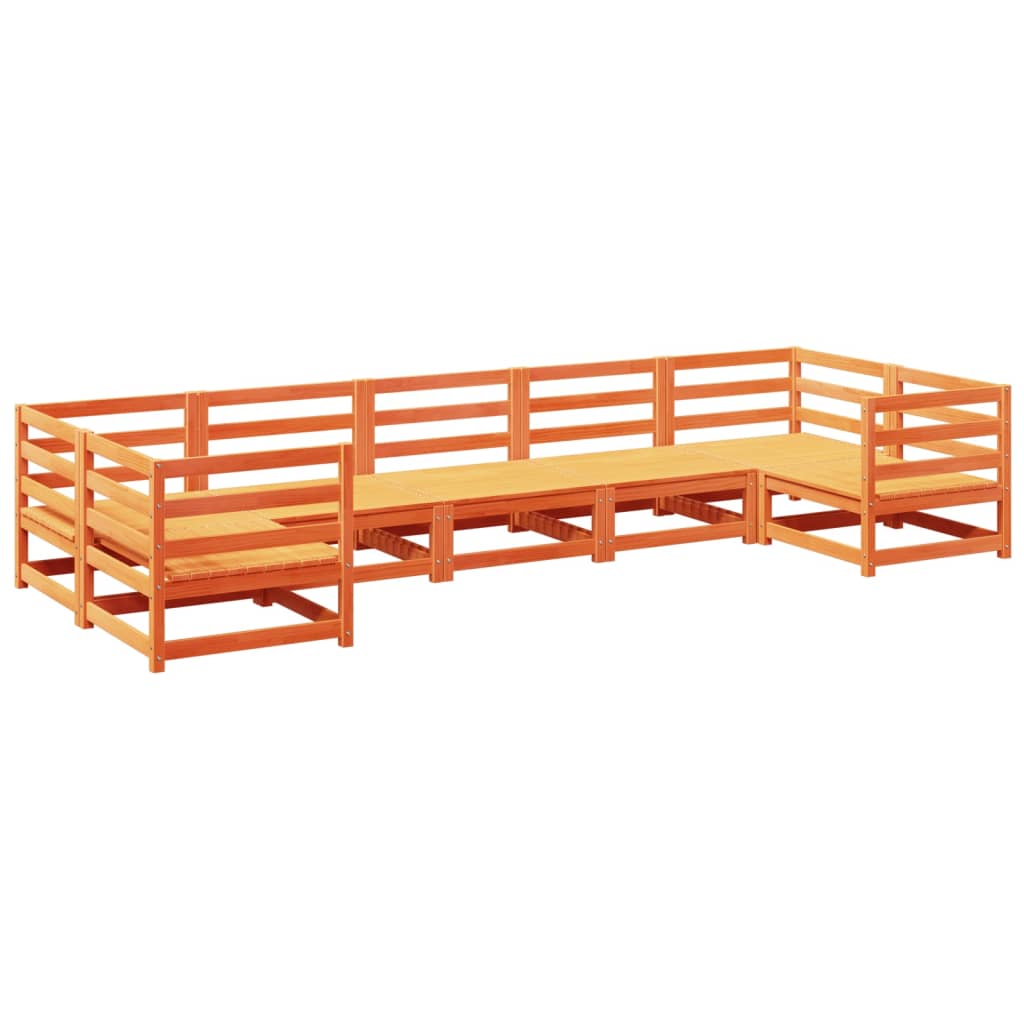 Garden Sofa Set Wax brown Solid pine wood Large Modular