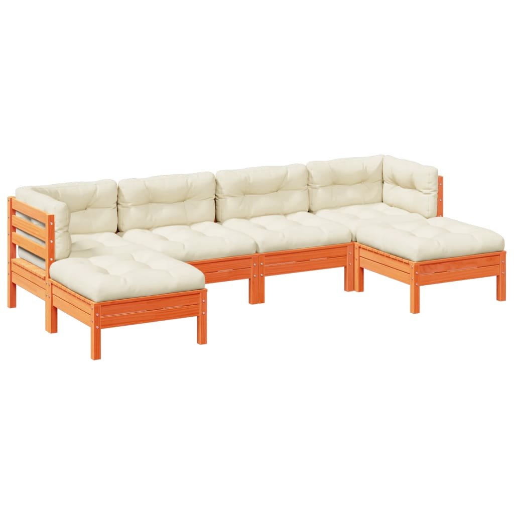 Garden Sofa Set Wax Brown Solid Pine Wood Large Modular