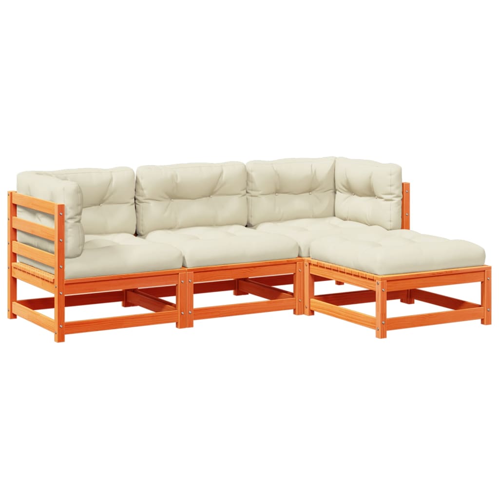 Garden Sofa Set Wax brown Solid pine wood Large Modular