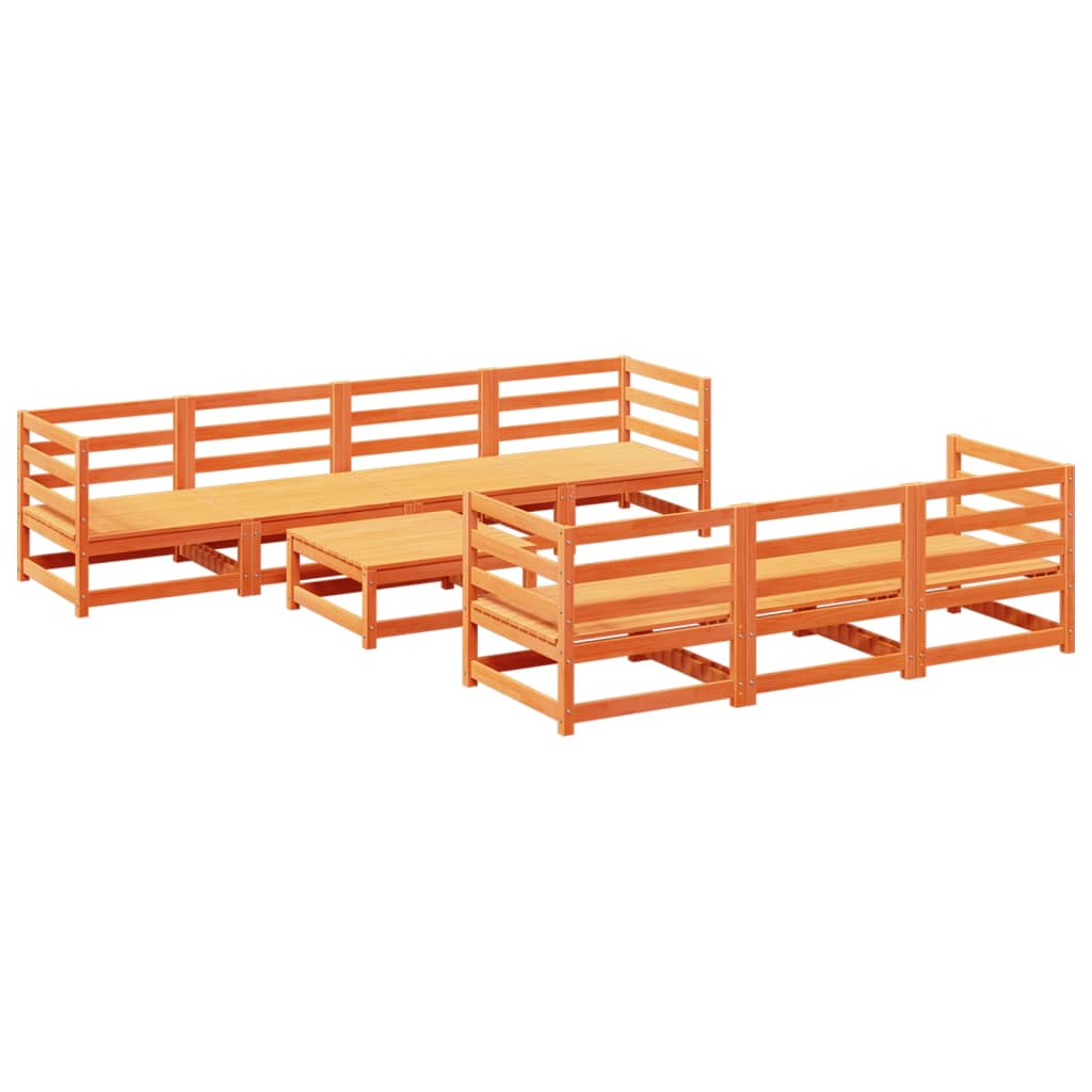 Garden Sofa Set Wax Brown Solid Pine Wood Large Modular
