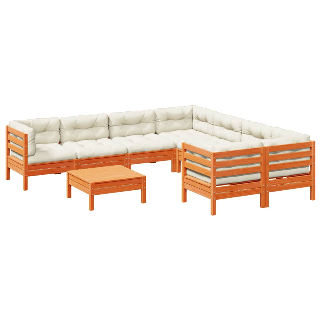 Garden Sofa Set Wax Brown Solid Pine Wood Large Modular