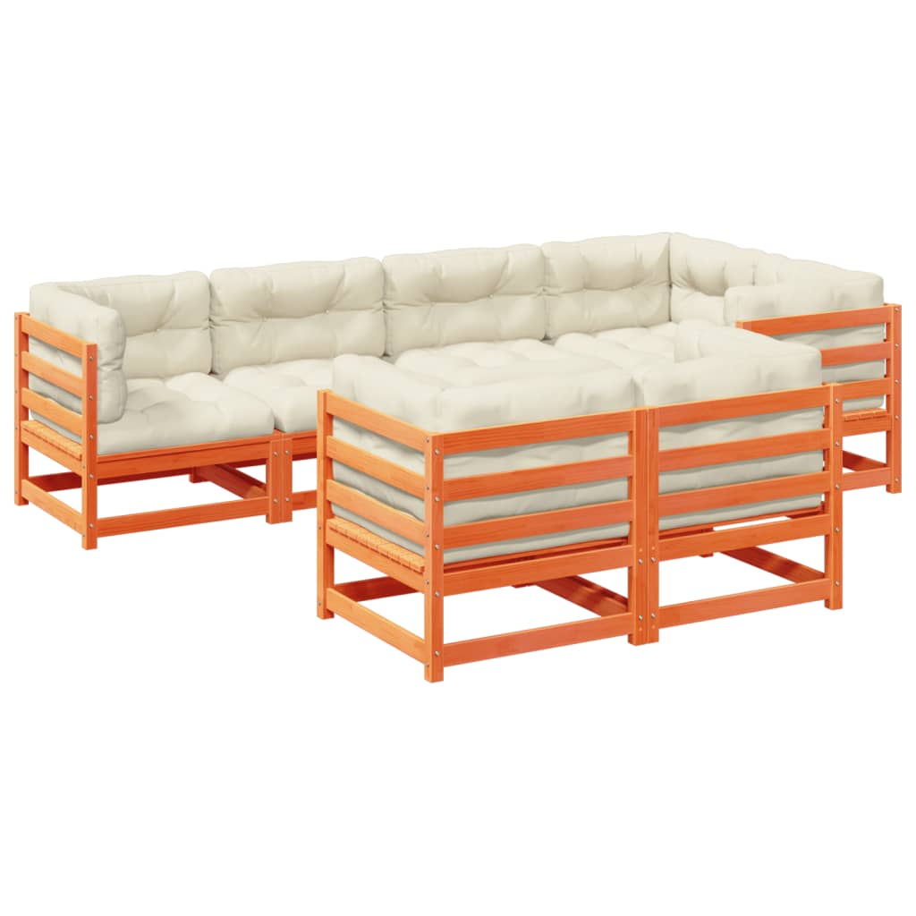 Garden Sofa Set Wax brown Solid pine wood Large Modular