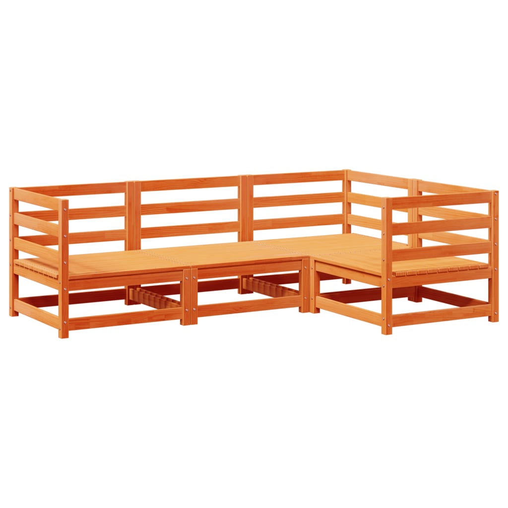 Garden Sofa Set Wax Brown Solid Pine Wood Large Modular