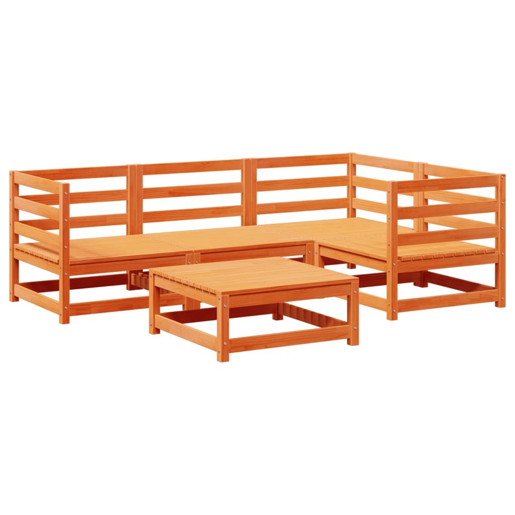Garden Sofa Set Wax Brown Solid Pine Wood Large Modular