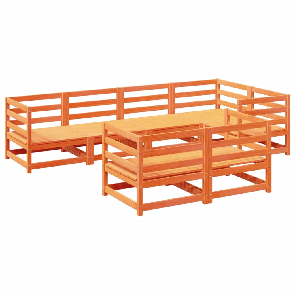 Garden Sofa Set Wax Brown Solid Pine Wood Medium