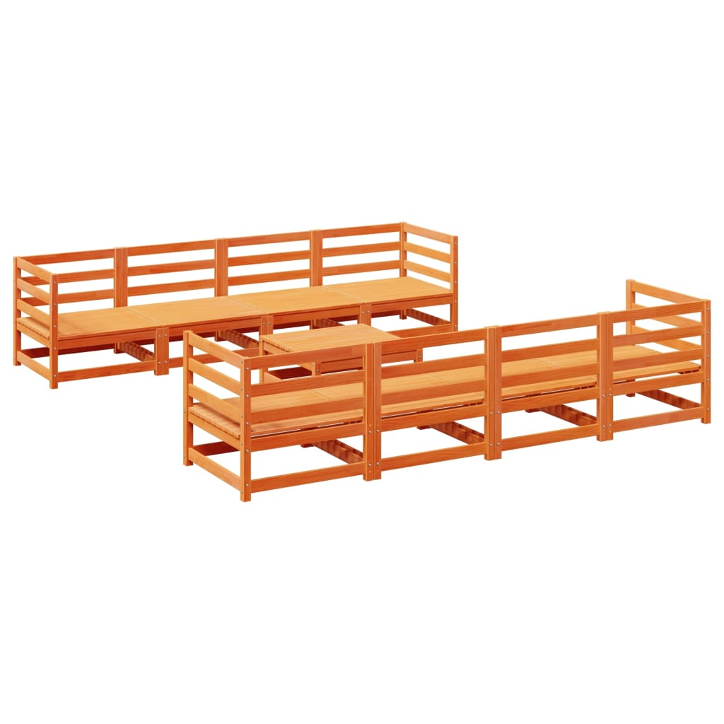 Garden Sofa Set Wax brown Solid pine wood Modular Garden Sofa Set