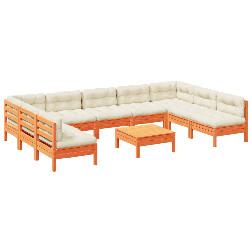 Garden Sofa Set Wax Brown Solid pine wood, Oxford fabric, PP cotton