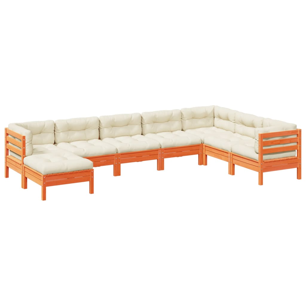 Garden Sofa Set Wax brown Solid pine wood, Oxford fabric, PP cotton
