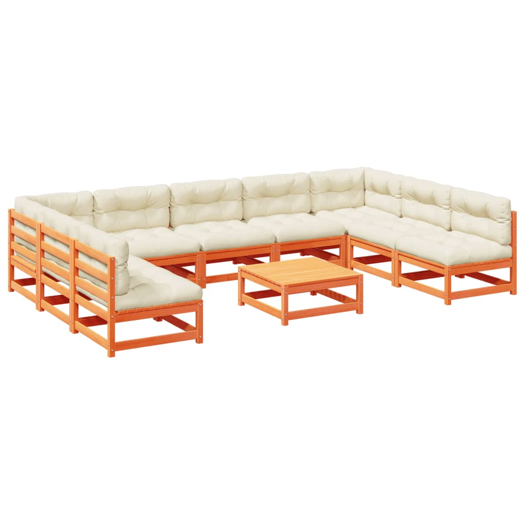 Garden Sofa Set Wax brown Solid pinewood, Oxford fabric, PP cotton