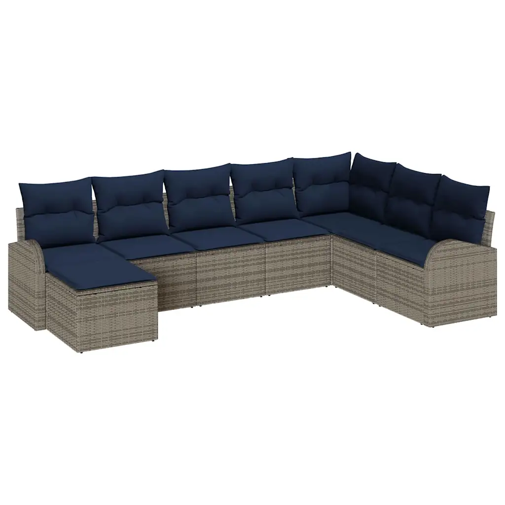 Garden Sofa Set with Cushion 8 pcs Grey Synthetic: Poly Rattan