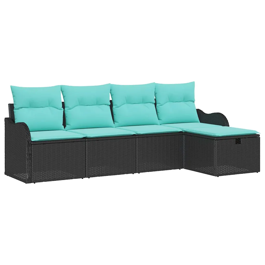 Garden Sofa Set with Cushion with Storage 5 pcs Poly rattan