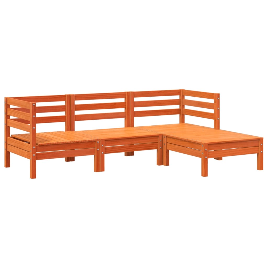Garden Sofa Wax Brown Solid Pine Wood Large Modular Garden Sofa