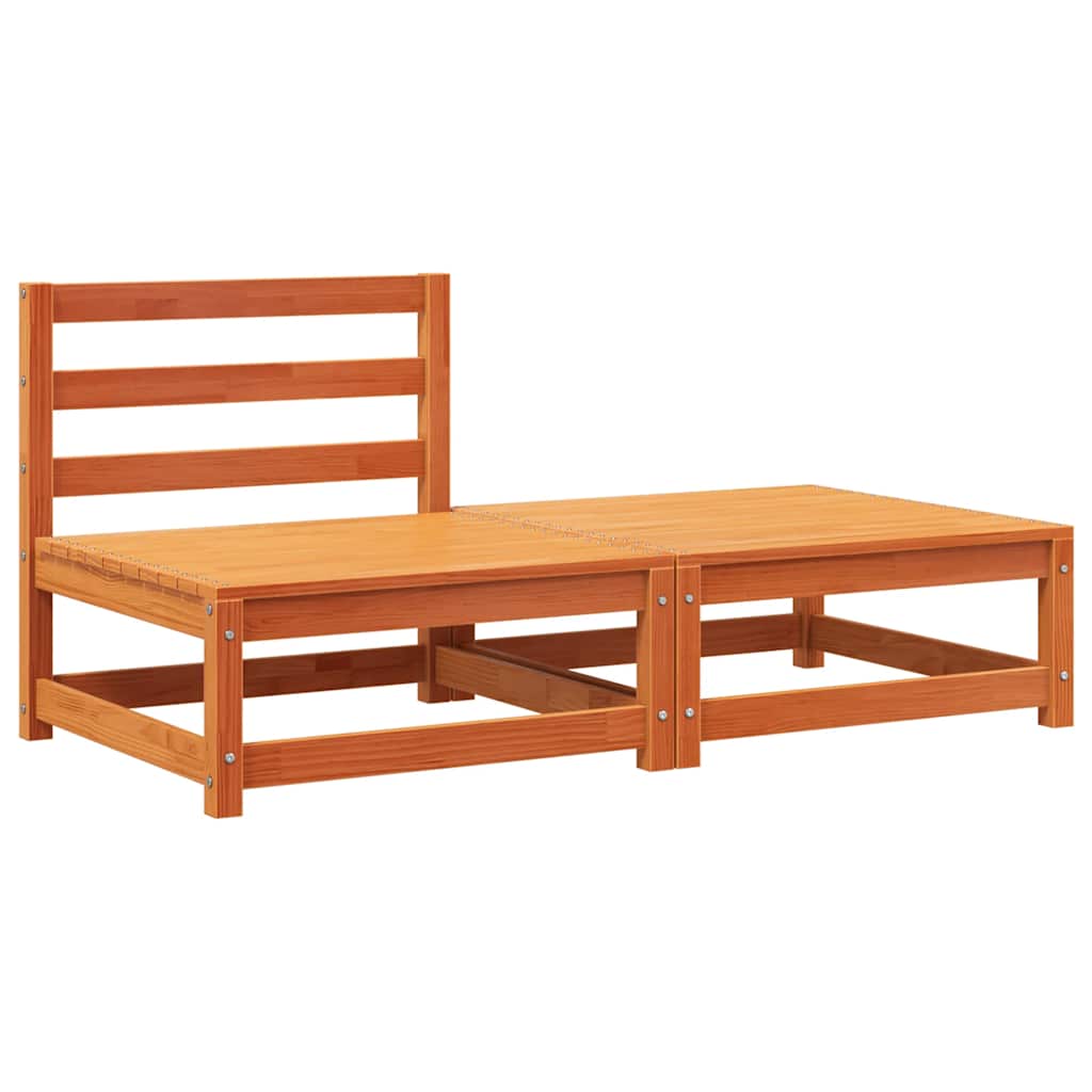 Garden Sofa Wax Brown Solid Pine Wood Single Modular