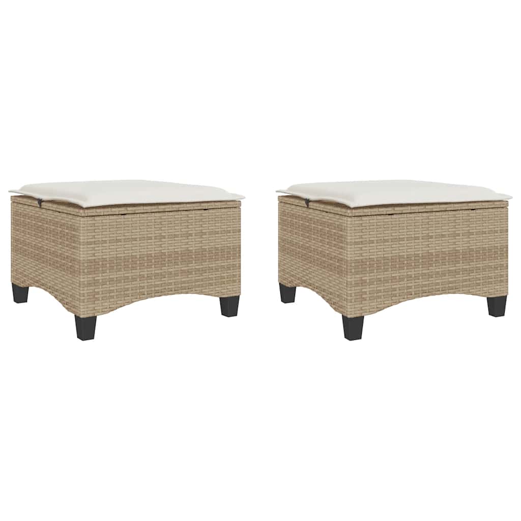 Garden Stool Beige PE rattan, powder-coated steel Standard