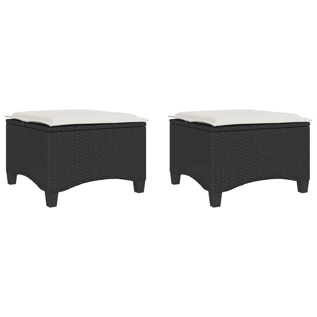 Garden Stool Black PE Rattan 21.7 in x 21.7 in x 14.2 in