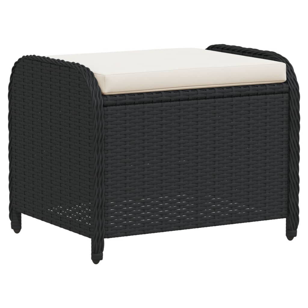 Garden Stool Black PE rattan 22.8 x 18.1 x 18.1 in