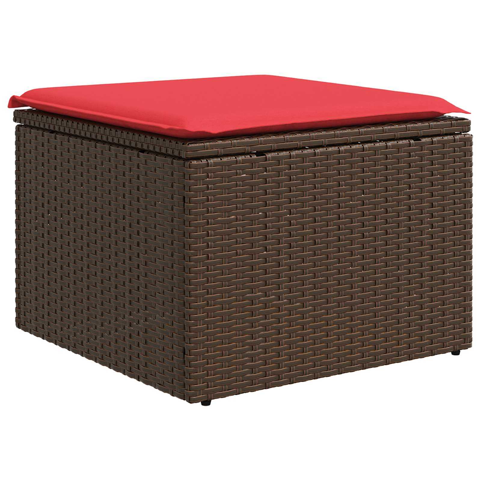 Garden Stool Brown 21.65 x 21.65 x 14.57 in Poly Rattan