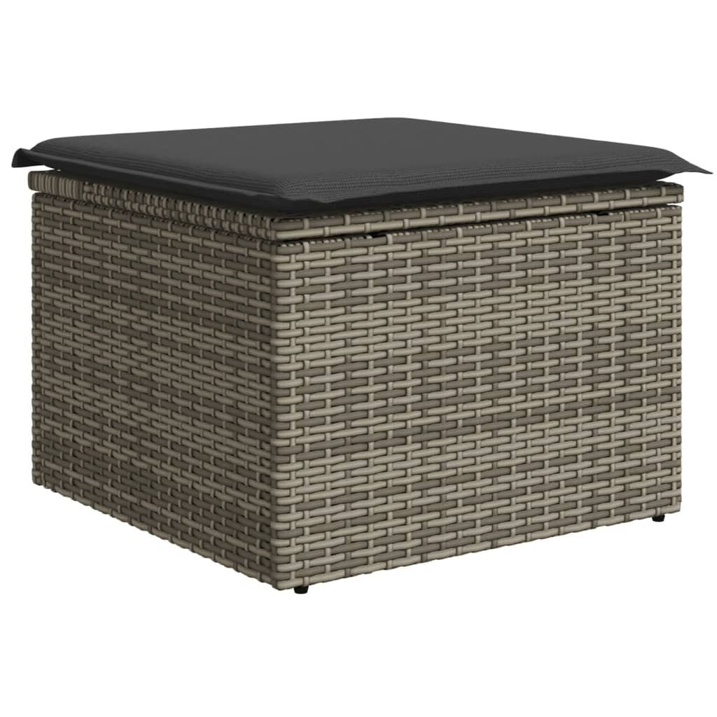 Garden Stool Grey Poly Rattan Standard UV-resistant materials