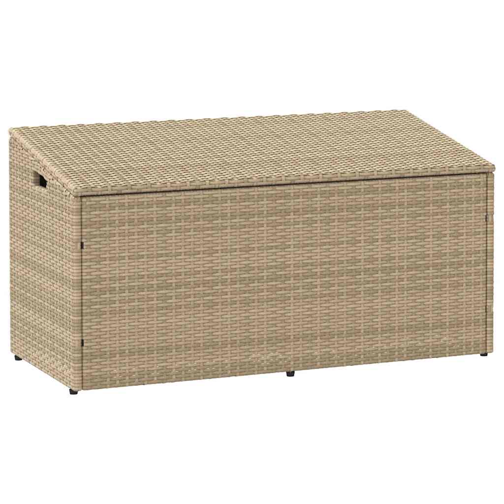 Garden Storage Box Beige PE rattan, Powder-coated steel Medium