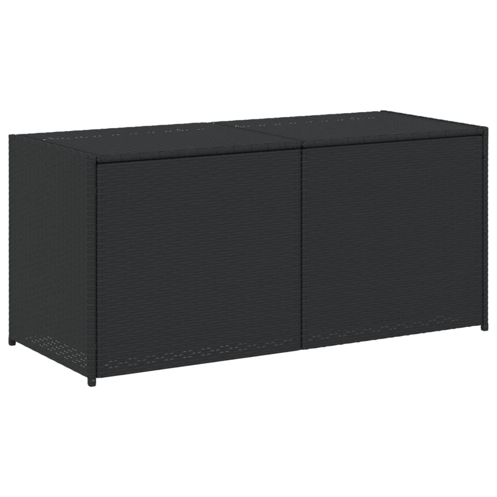 Garden Storage Box Black PE rattan, powder-coated steel Medium