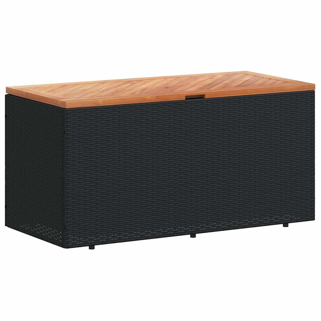 Garden Storage Box Black Poly Rattan 43.3 x 19.7 x 21.3 in