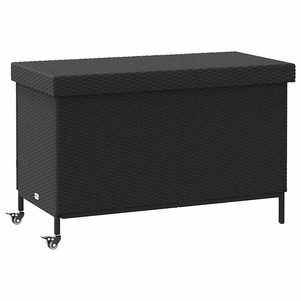 Garden Storage Box Black Poly Rattan 43.3 x 21.7 in