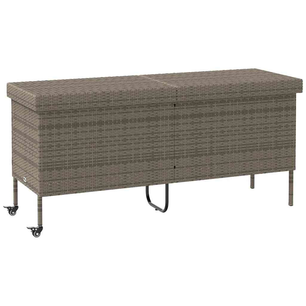 Garden Storage Box Gray PE rattan, powder-coated steel