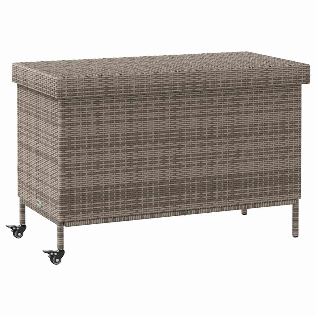 Garden Storage Box Grey PE Rattan, Powder-coated Steel