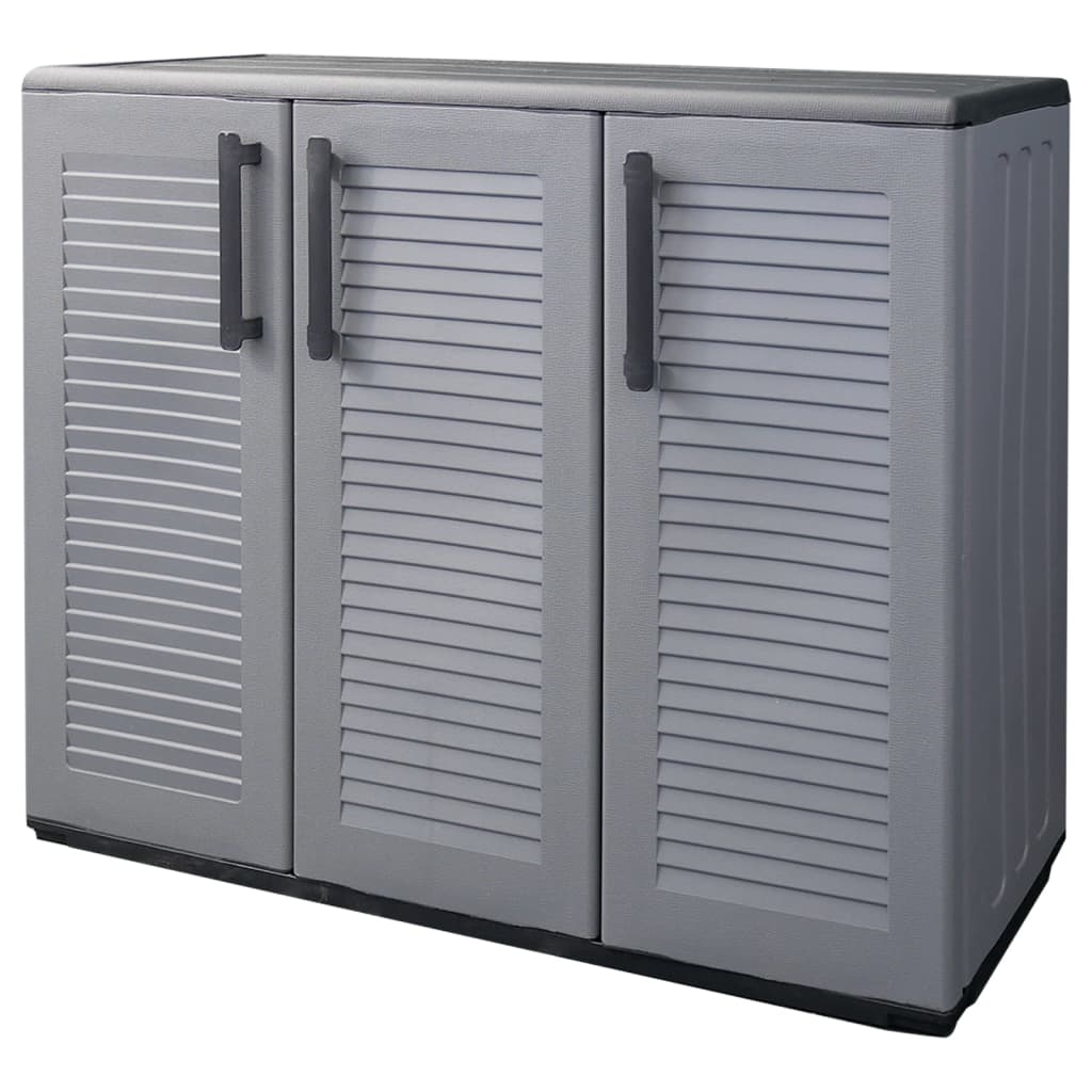 Garden Storage Cabinet Gray and Black 40.2"x14.6"x33.1" PP