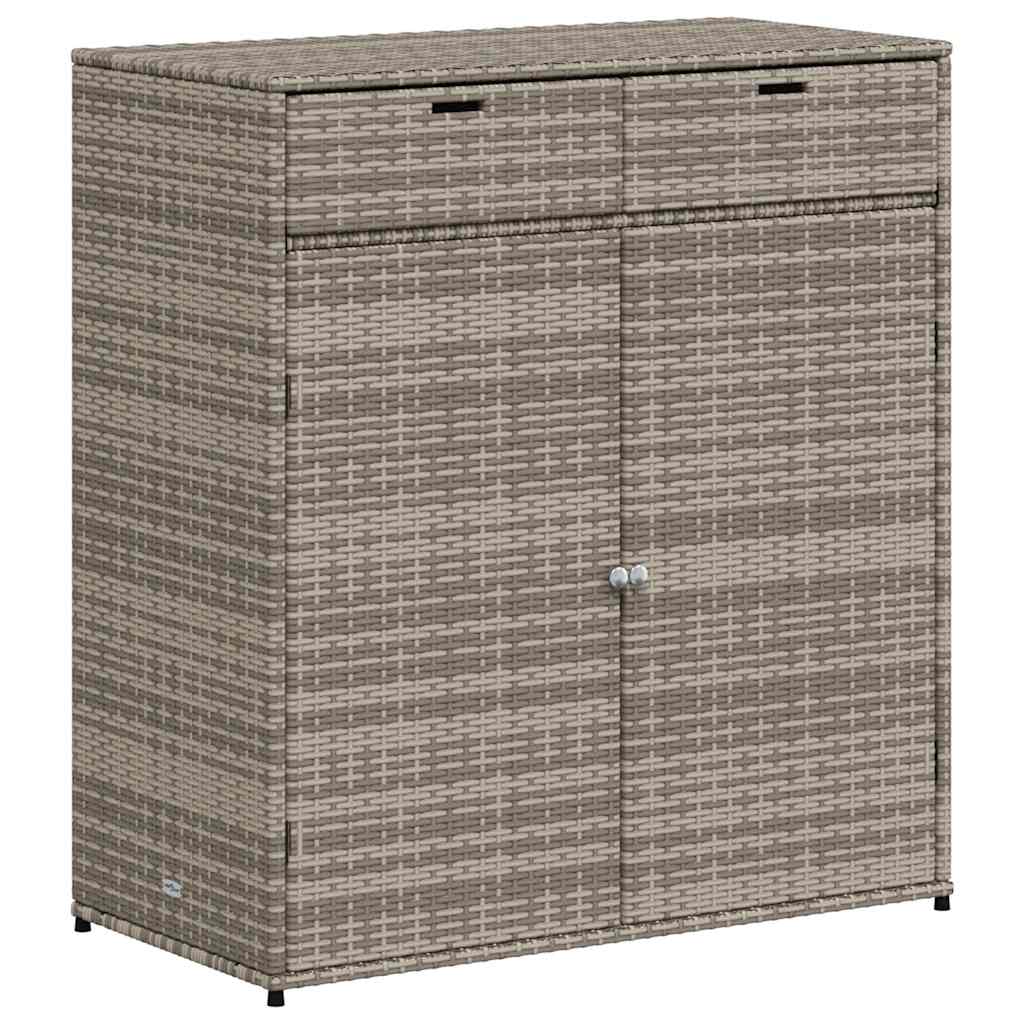 Garden Storage Cabinet Grey PE Rattan Large Durable