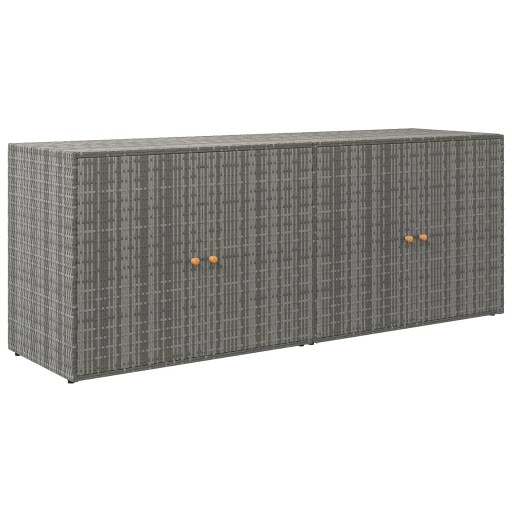 Garden Storage Cabinet Grey PE Rattan Medium