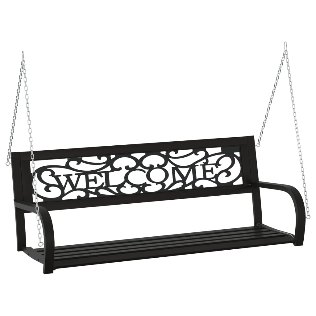 Garden Swing Bench Black Steel, Plastic Medium Hanging mount
