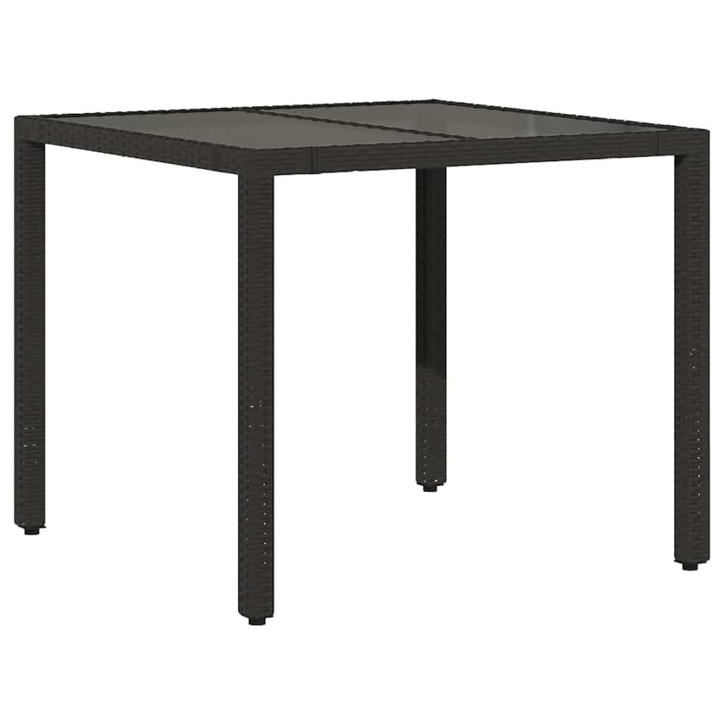 Garden Table Black PE Rattan 35.4 x 35.4 in Sturdy Garden Table