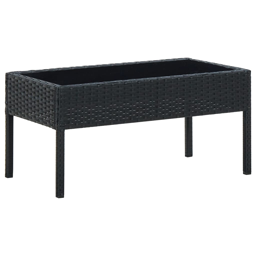 Garden Table Black PE rattan, steel, glass Medium Durable