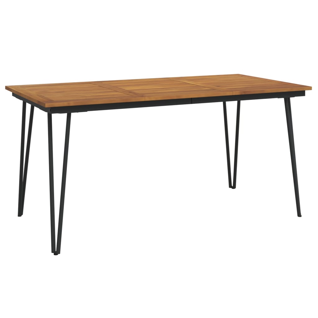 Garden Table Brown, Black Solid acacia wood, powder-coated metal