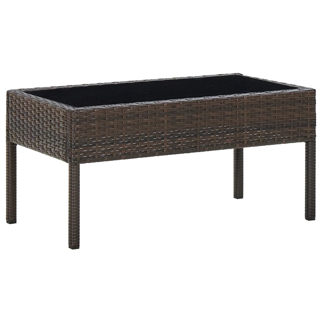Garden Table Brown PE Rattan Medium Durable Garden Table