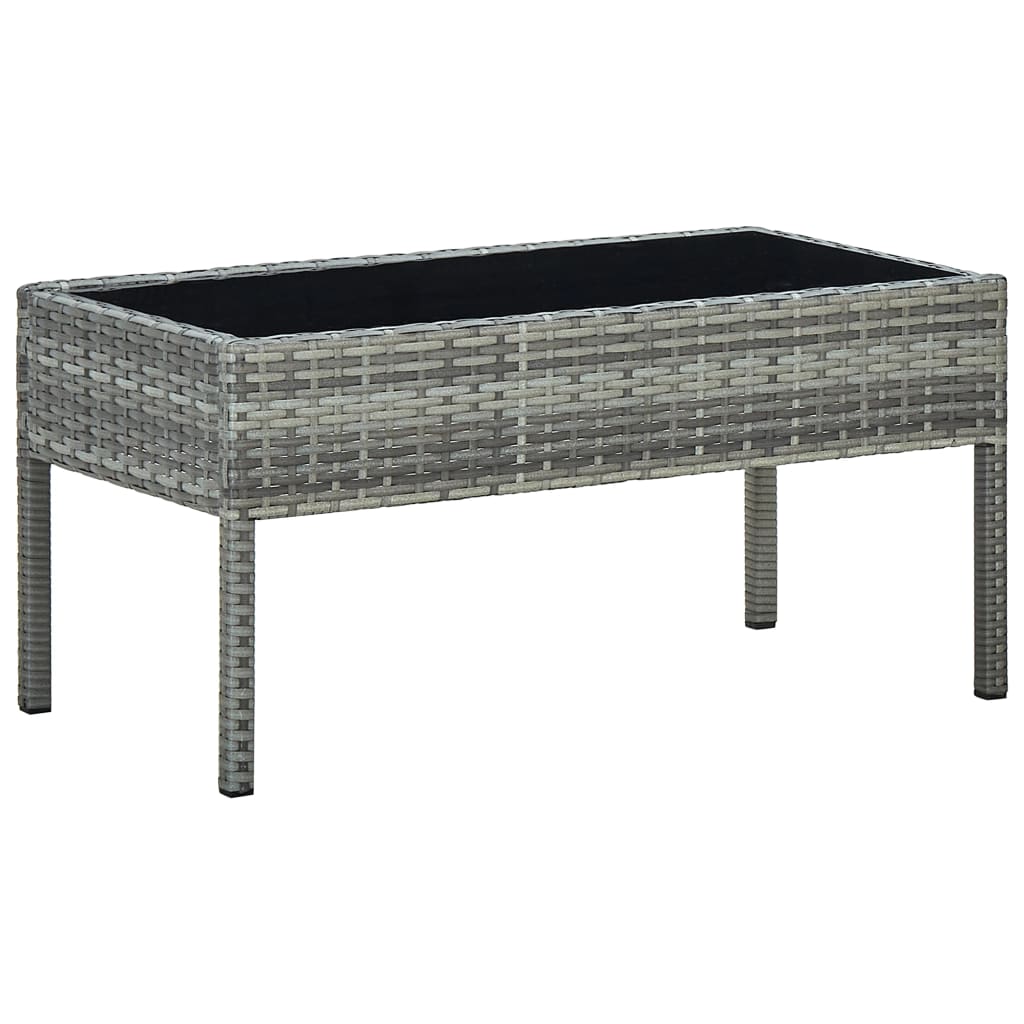 Garden Table Grey PE Rattan, Steel, Glass Medium Durable