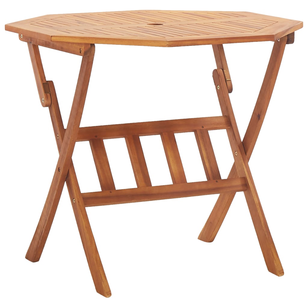Garden Table Natural Wood Solid Acacia Wood Medium Foldable