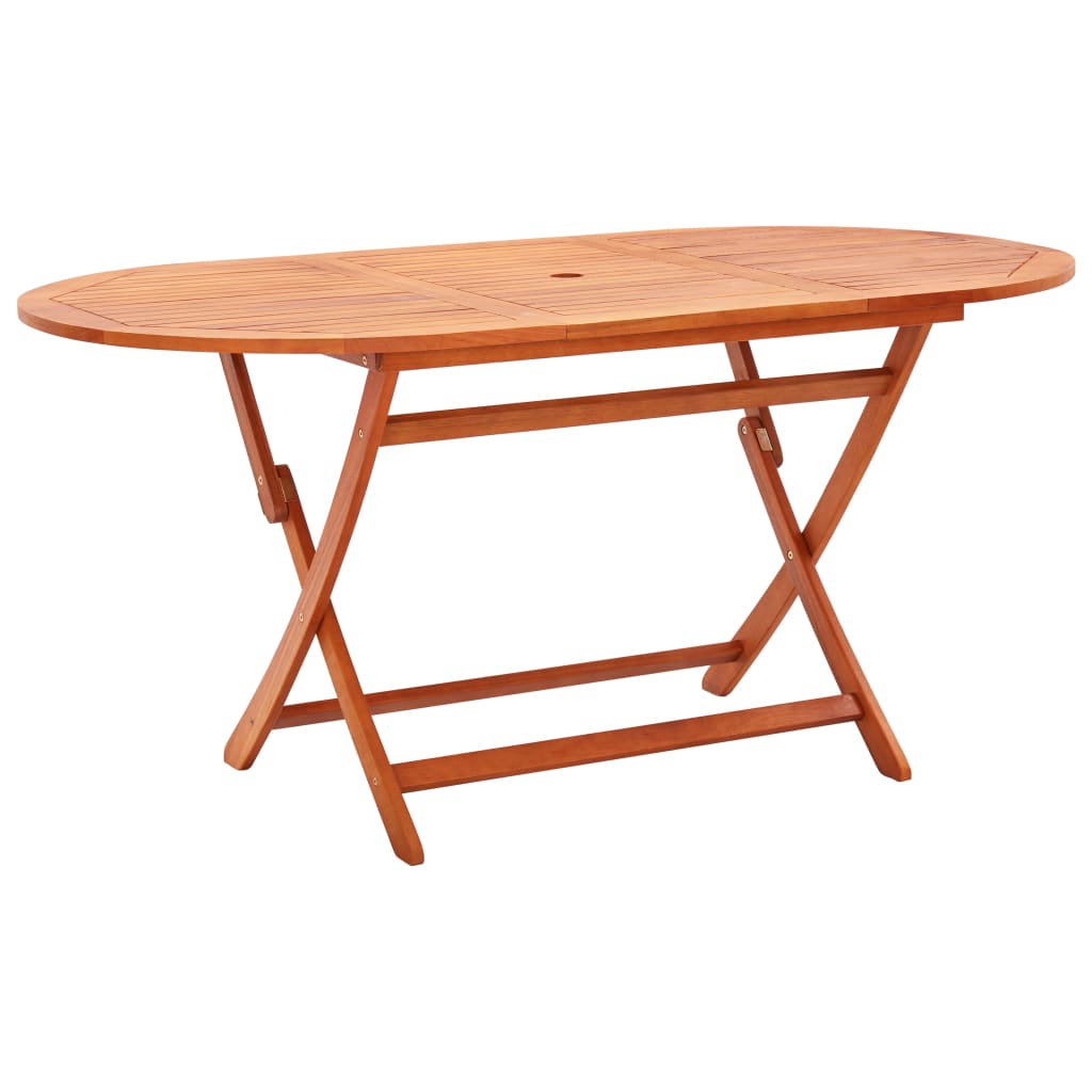 Garden Table Natural wood Solid eucalyptus wood 63x33.5x29.1 in