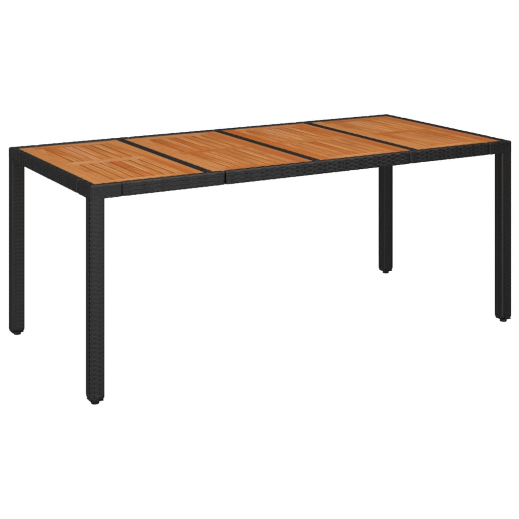 Garden Table With Wooden Top Black Poly rattan Large Durable