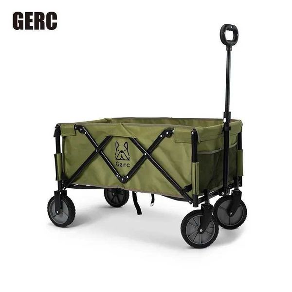 GERC foldable camping handcart with pull rod for outdoor and shopping use, compact trailer model W241119