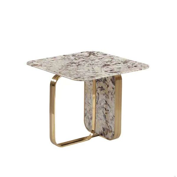 Gold stainless steel modern marble coffee table for living room