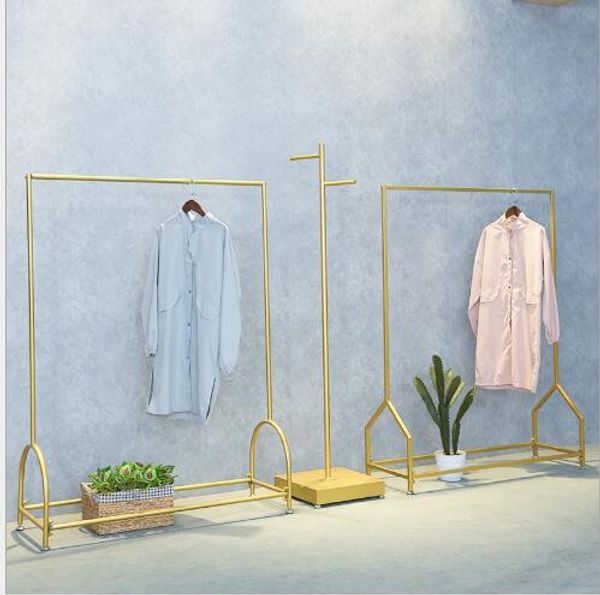 Golden clothing rack for bedroom furniture, shopping racks in apparel stores, display hangers, floor stands, and garment holders