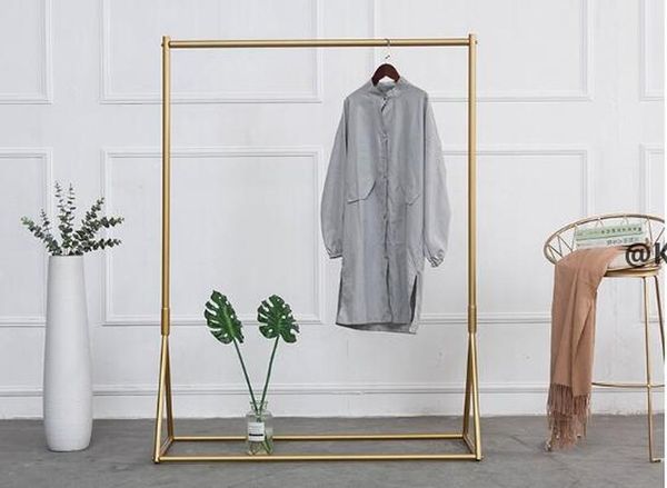 Golden clothing rack with iron floor hanger for bedroom furniture, kids' shop display, and women's bag shelf by the sea JLB1519