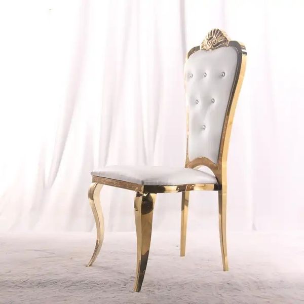 Golden padded wedding chairs with luxurious comfort and elegant metal accents
